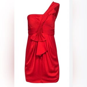 BCBGMaxAzria Vibrant Red One-Shoulder Dress
